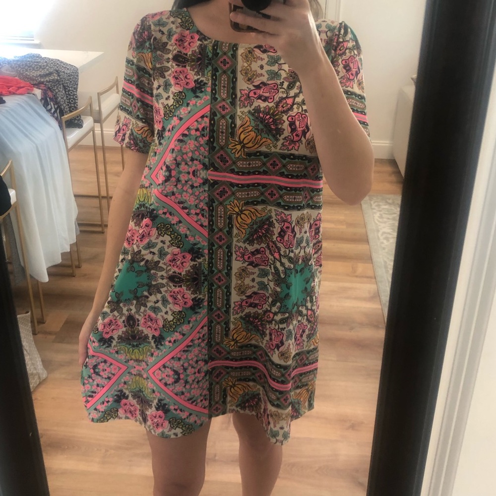 Fun Hot Pink Floral Shift Dress